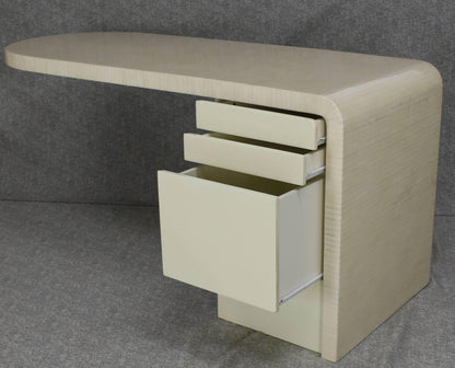 Cantilever Lacquered White Tessellated Bone Tile File Drawer Desk Writing Table