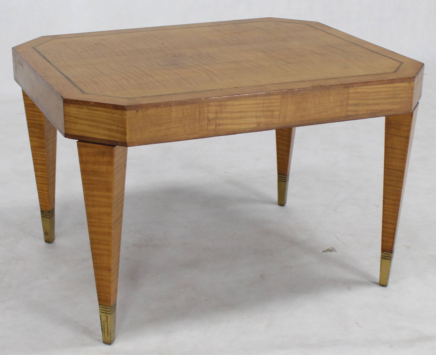 Tommy Parzinger Occasional Rectangular Side Table Brass and Satinwood