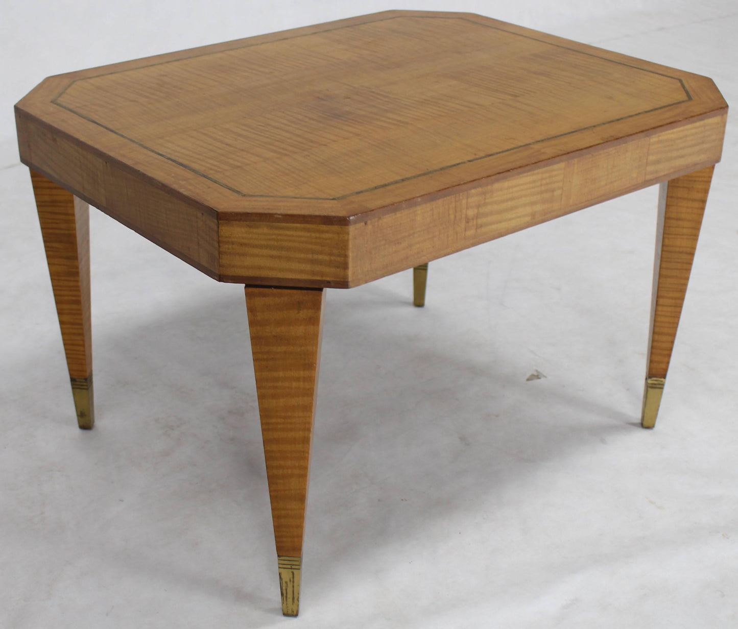 Tommy Parzinger Occasional Rectangular Side Table Brass and Satinwood