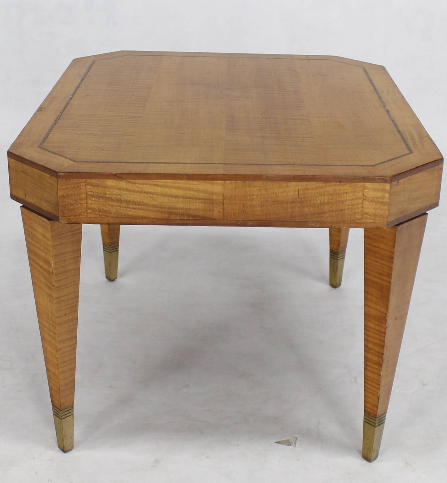 Tommy Parzinger Occasional Rectangular Side Table Brass and Satinwood