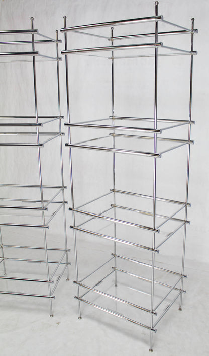 Pair of Deep Profile Chrome and Lucite Étagères Shelves