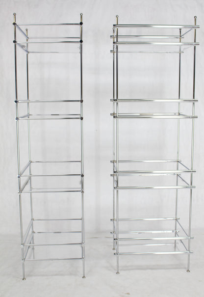 Pair of Deep Profile Chrome and Lucite Étagères Shelves