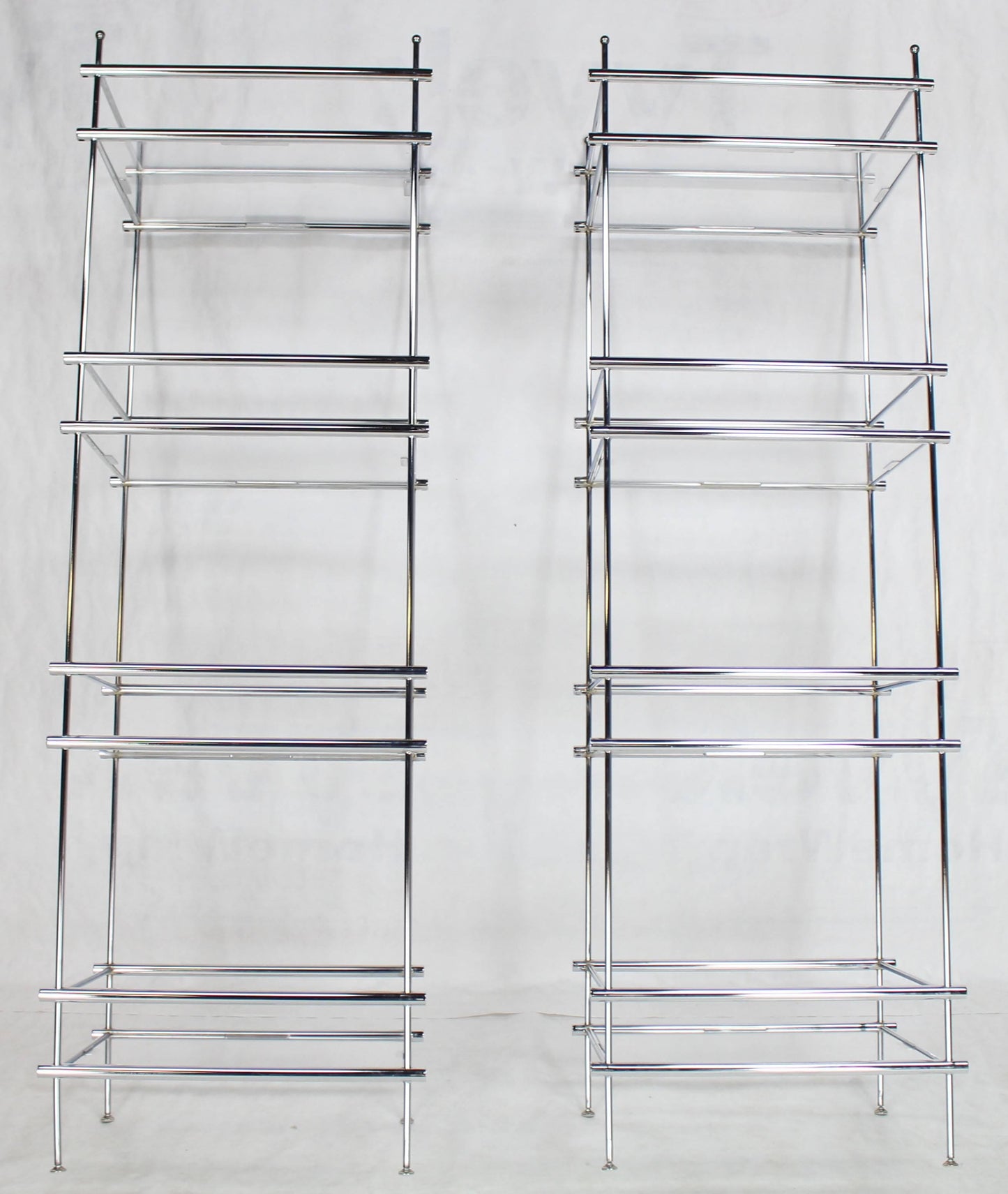 Pair of Deep Profile Chrome and Lucite Étagères Shelves