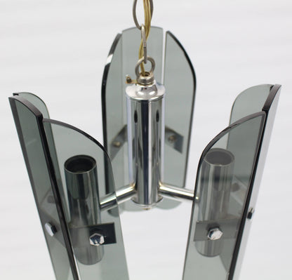 Veca Smoked Glass Chrome Light Fixture Pendant Chandelier