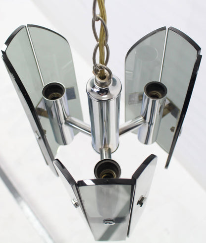 Veca Smoked Glass Chrome Light Fixture Pendant Chandelier