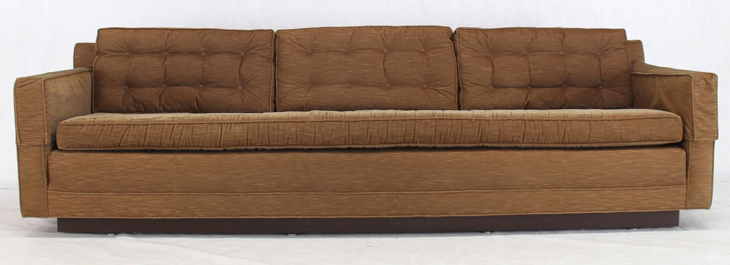 Mocha Velvet Platform Base Mid-Century Modern Sofa