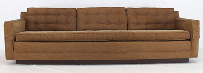 Mocha Velvet Platform Base Mid-Century Modern Sofa