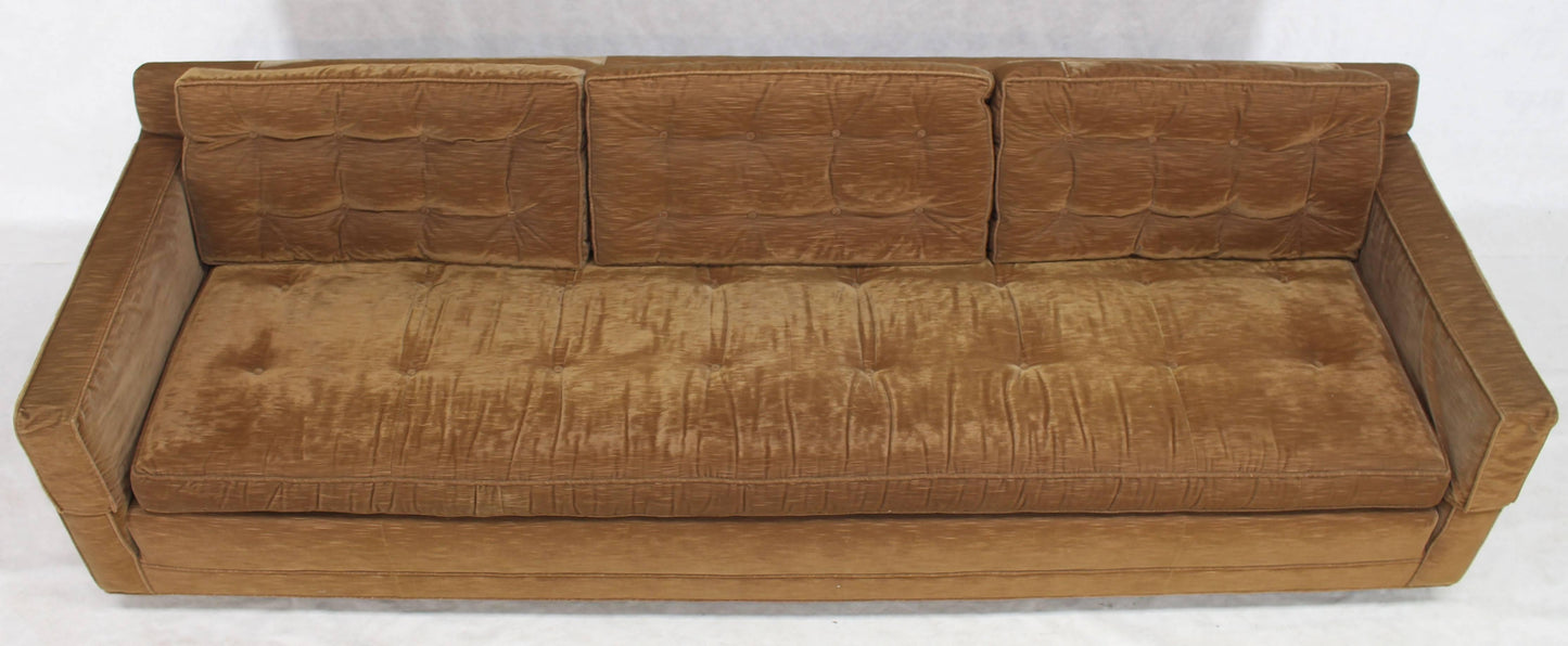 Mocha Velvet Platform Base Mid-Century Modern Sofa