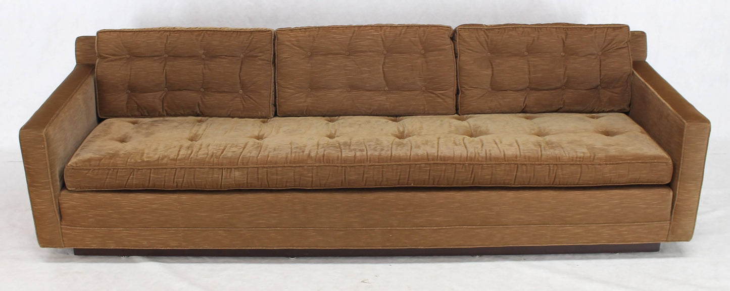 Mocha Velvet Platform Base Mid-Century Modern Sofa