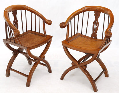 Pair of Teak Horseshoe Barrel Back Lounge Chairs