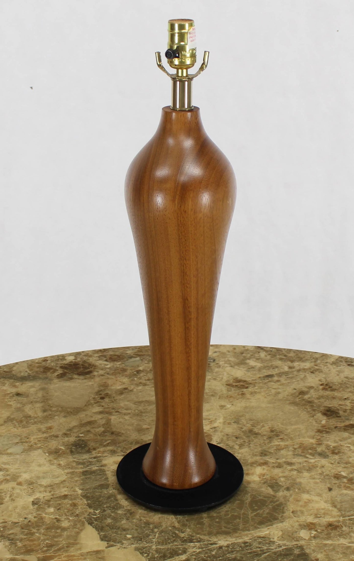 Solid Carved Turned Teak Vase Shape Table Lamps