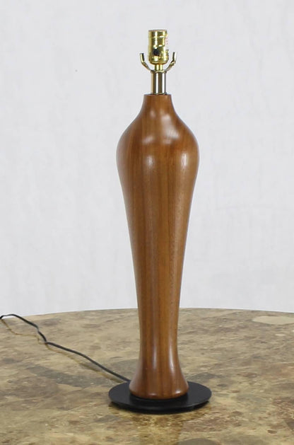 Solid Carved Turned Teak Vase Shape Table Lamps