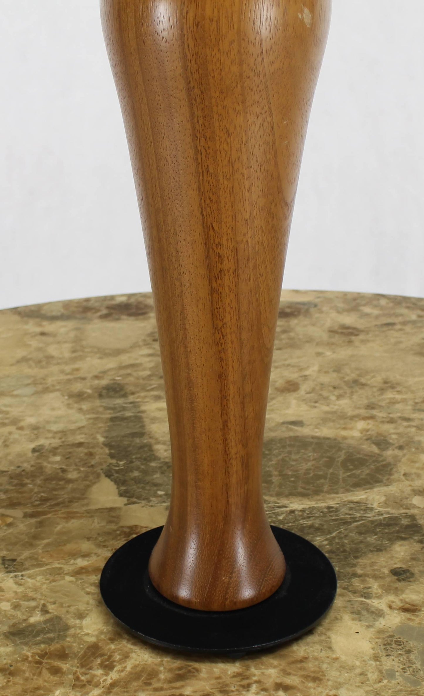 Solid Carved Turned Teak Vase Shape Table Lamps