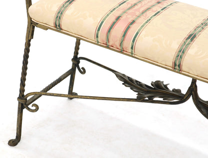 Figural Twisted Wrought Iron Window Bench Grape Leaf Motive