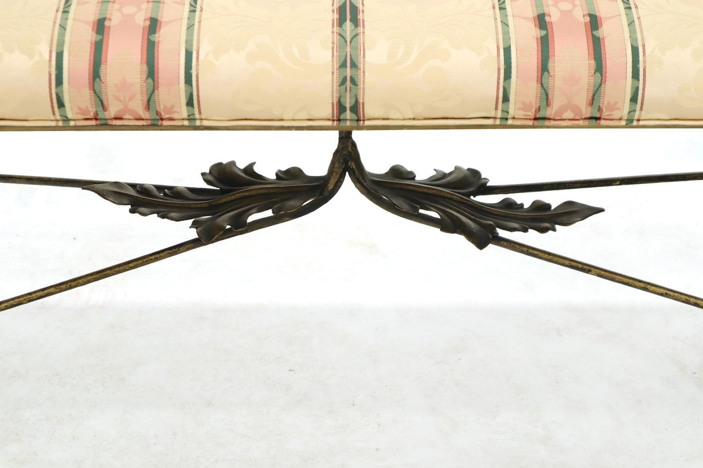 Figural Twisted Wrought Iron Window Bench Grape Leaf Motive