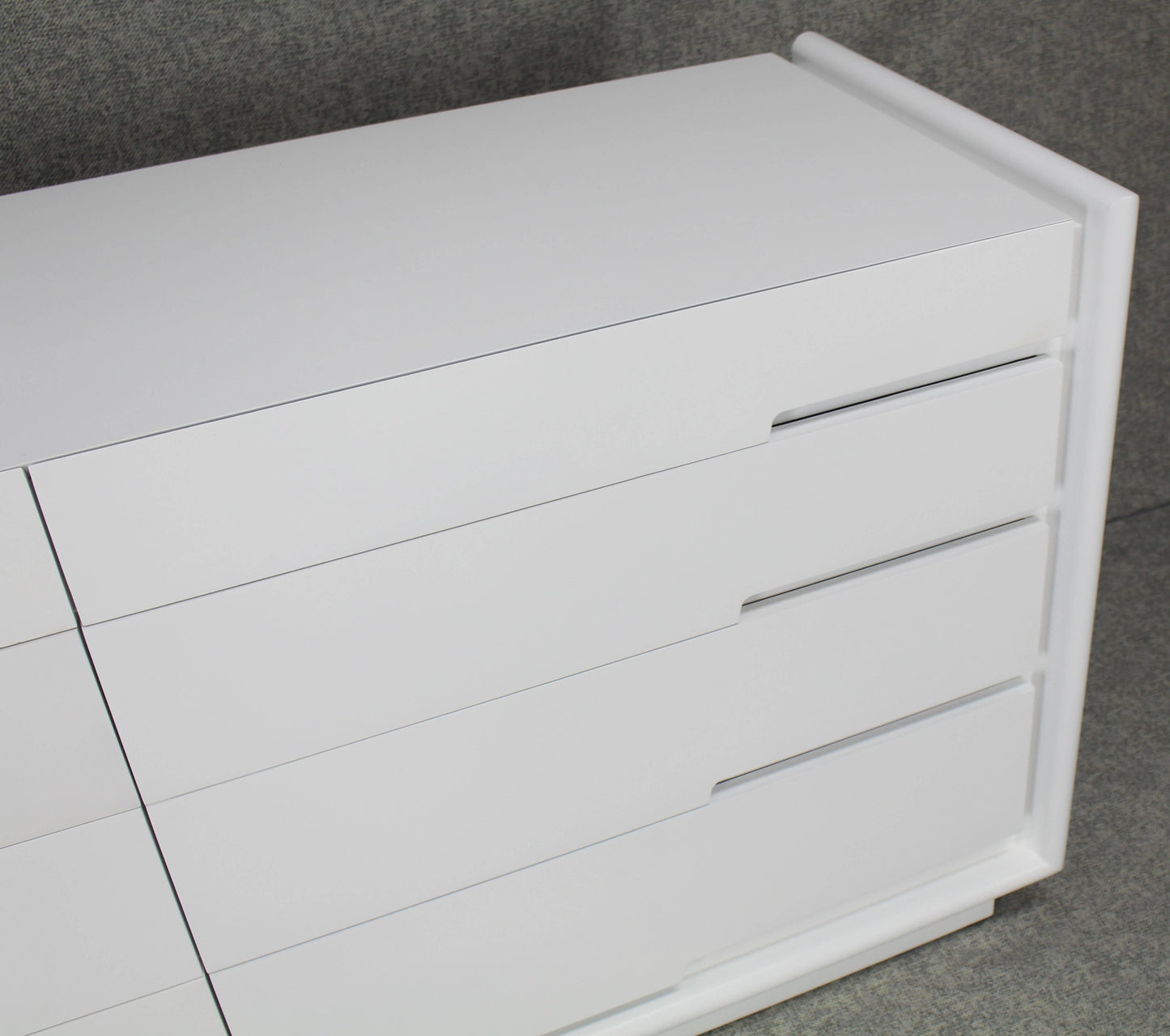 White Lacquer Eight Drawers Mid-Century Modern Double Dresser