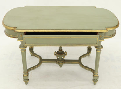 Shabby Chic and Gold Leaf Distressed Antique Writing Table Desk Large Console