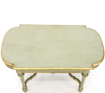 Shabby Chic and Gold Leaf Distressed Antique Writing Table Desk Large Console