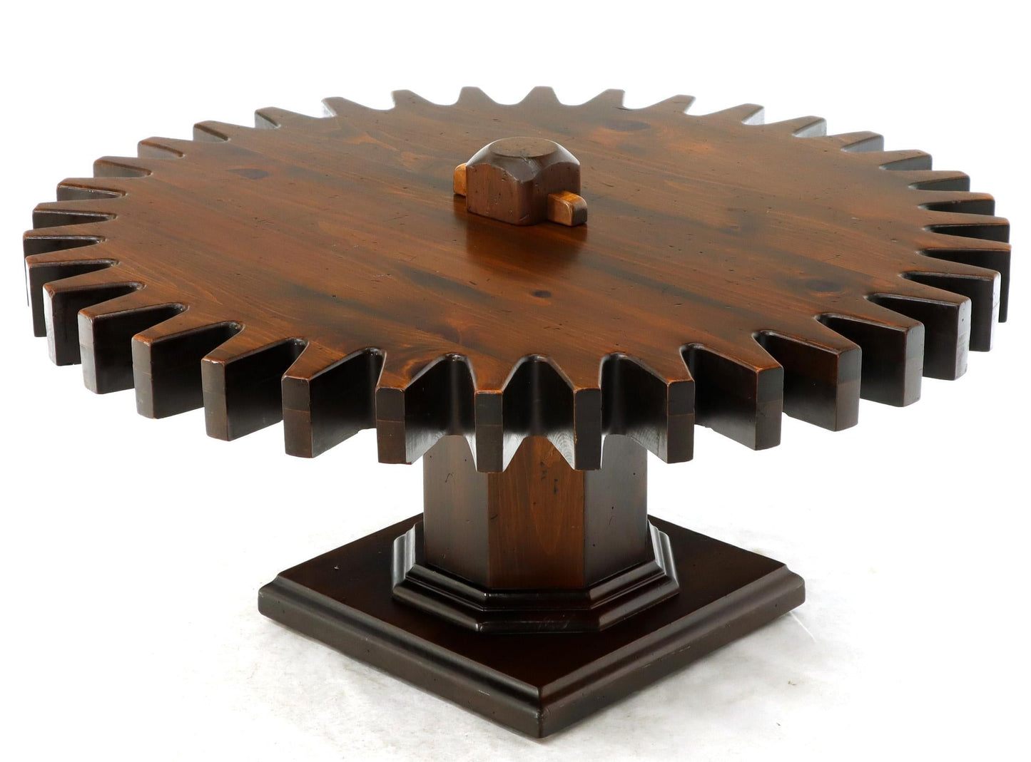 Thick Wooden Huge Round Gear Shape Top Coffee Table