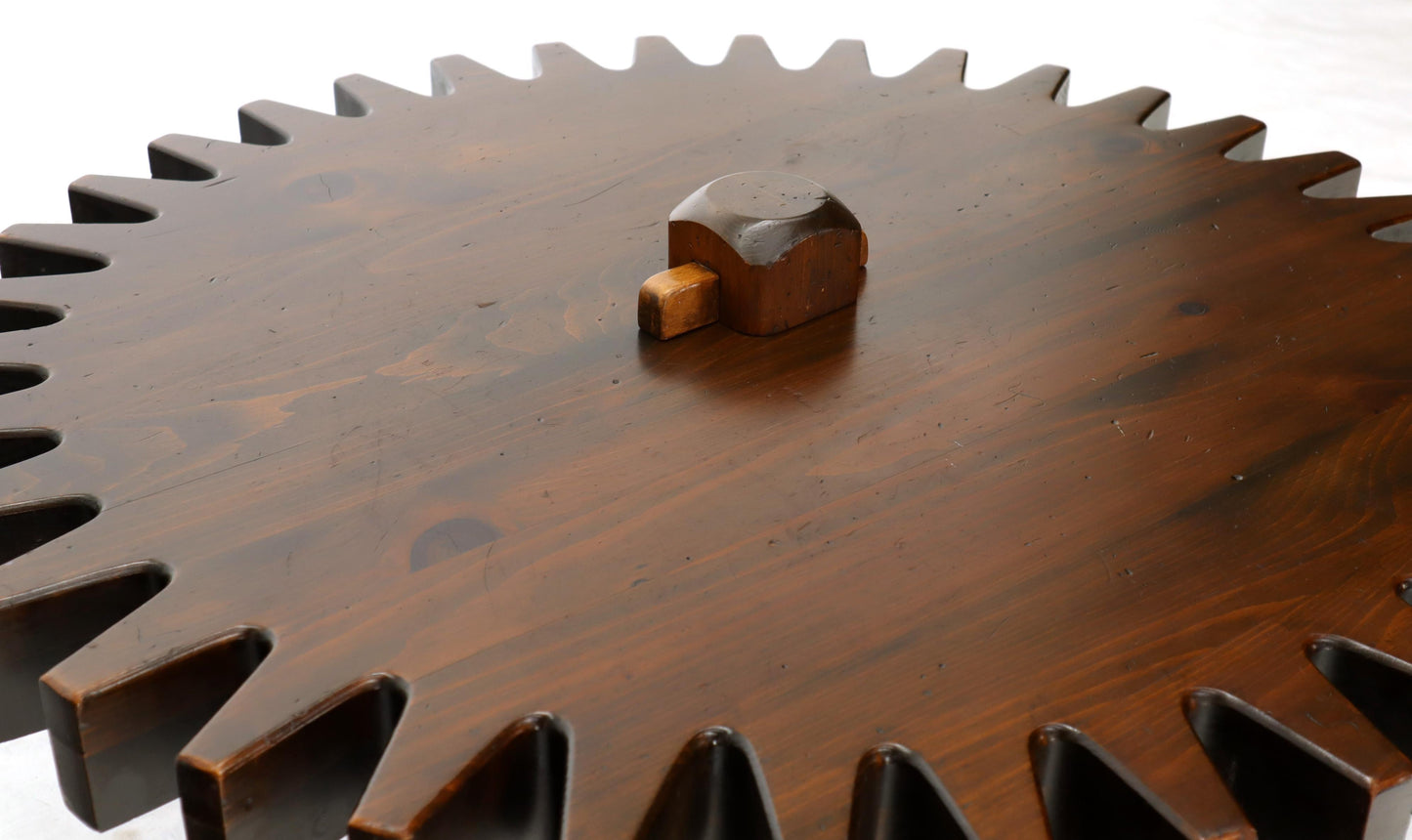 Thick Wooden Huge Round Gear Shape Top Coffee Table