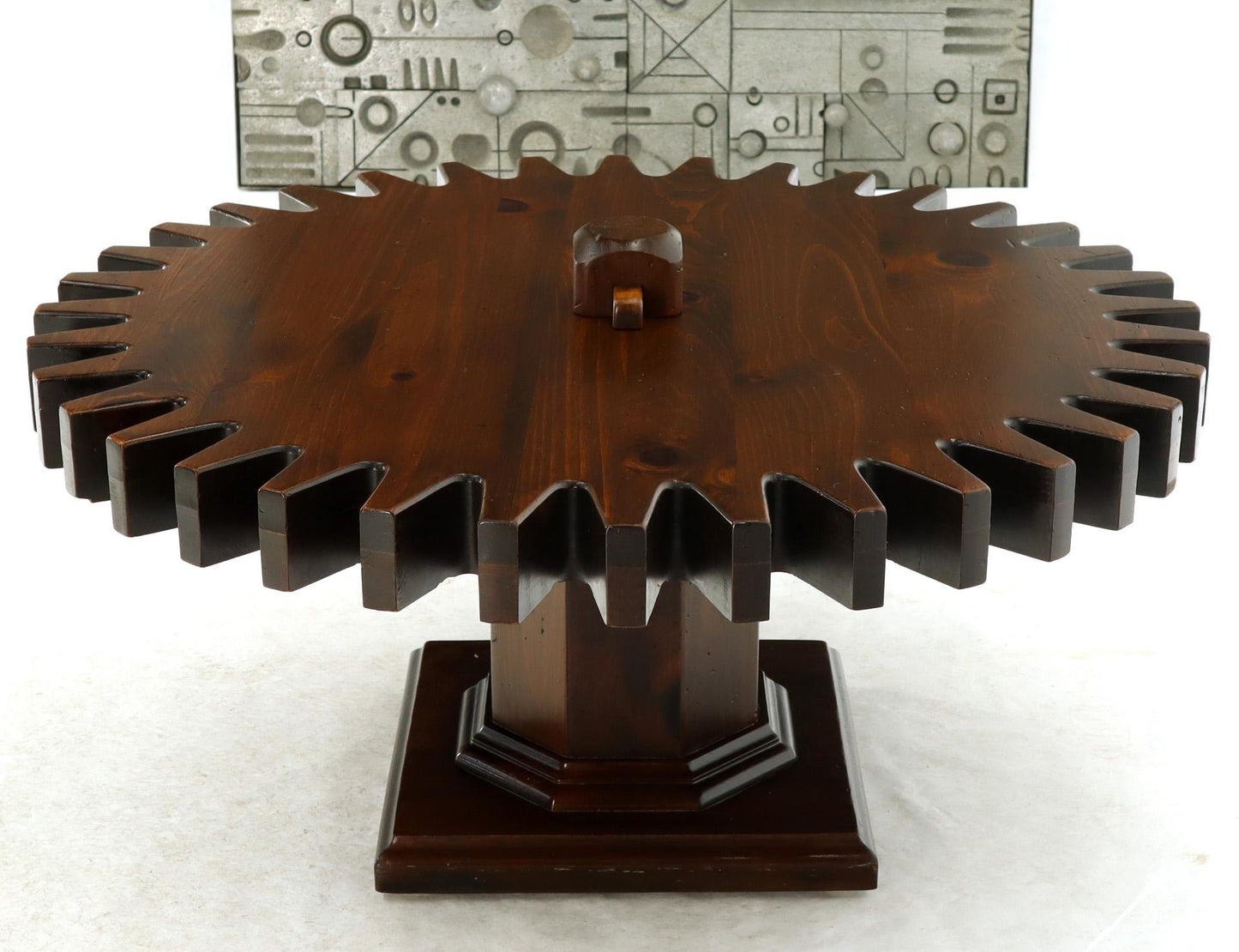 Thick Wooden Huge Round Gear Shape Top Coffee Table