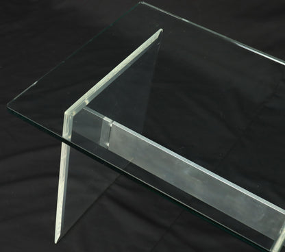 Lucite Aluminum Base Glass Top Mid-Century Modern Studio Made Side Table