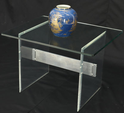 Lucite Aluminum Base Glass Top Mid-Century Modern Studio Made Side Table