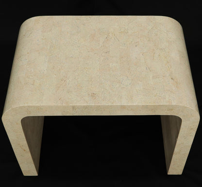 Tessellated Stone Veneer C Shape Side Coffee End Table