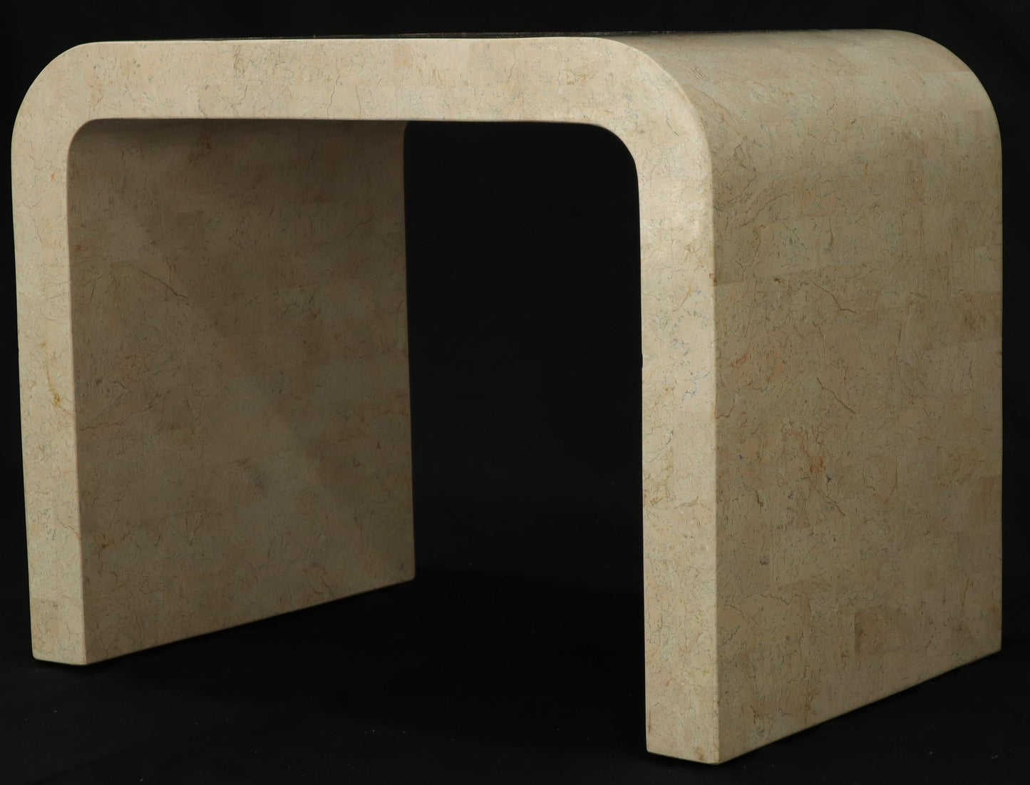 Tessellated Stone Veneer C Shape Side Coffee End Table