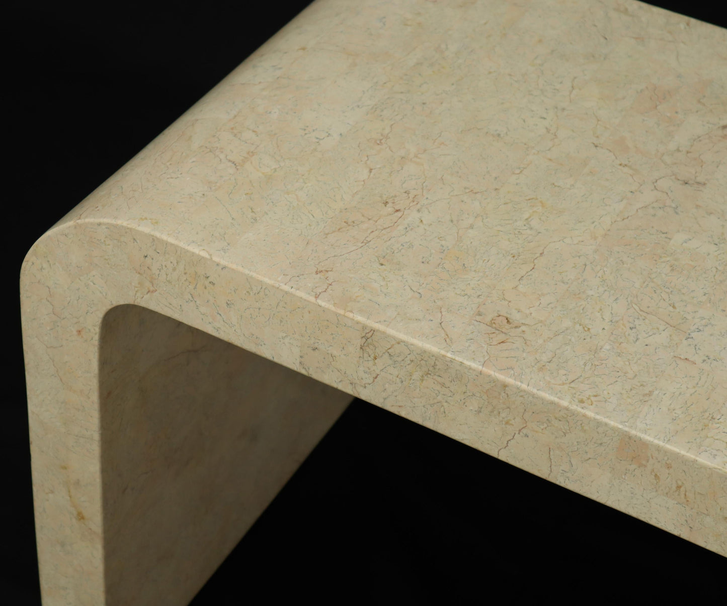 Tessellated Stone Veneer C Shape Side Coffee End Table