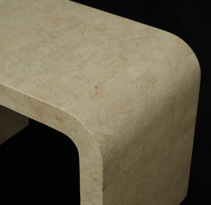 Tessellated Stone Veneer C Shape Side Coffee End Table