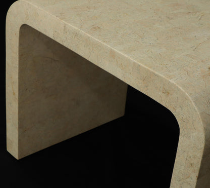 Tessellated Stone Veneer C Shape Side Coffee End Table