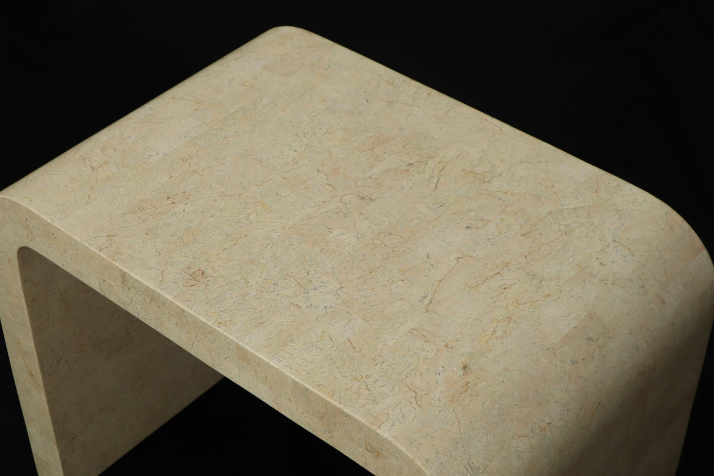 Tessellated Stone Veneer C Shape Side Coffee End Table