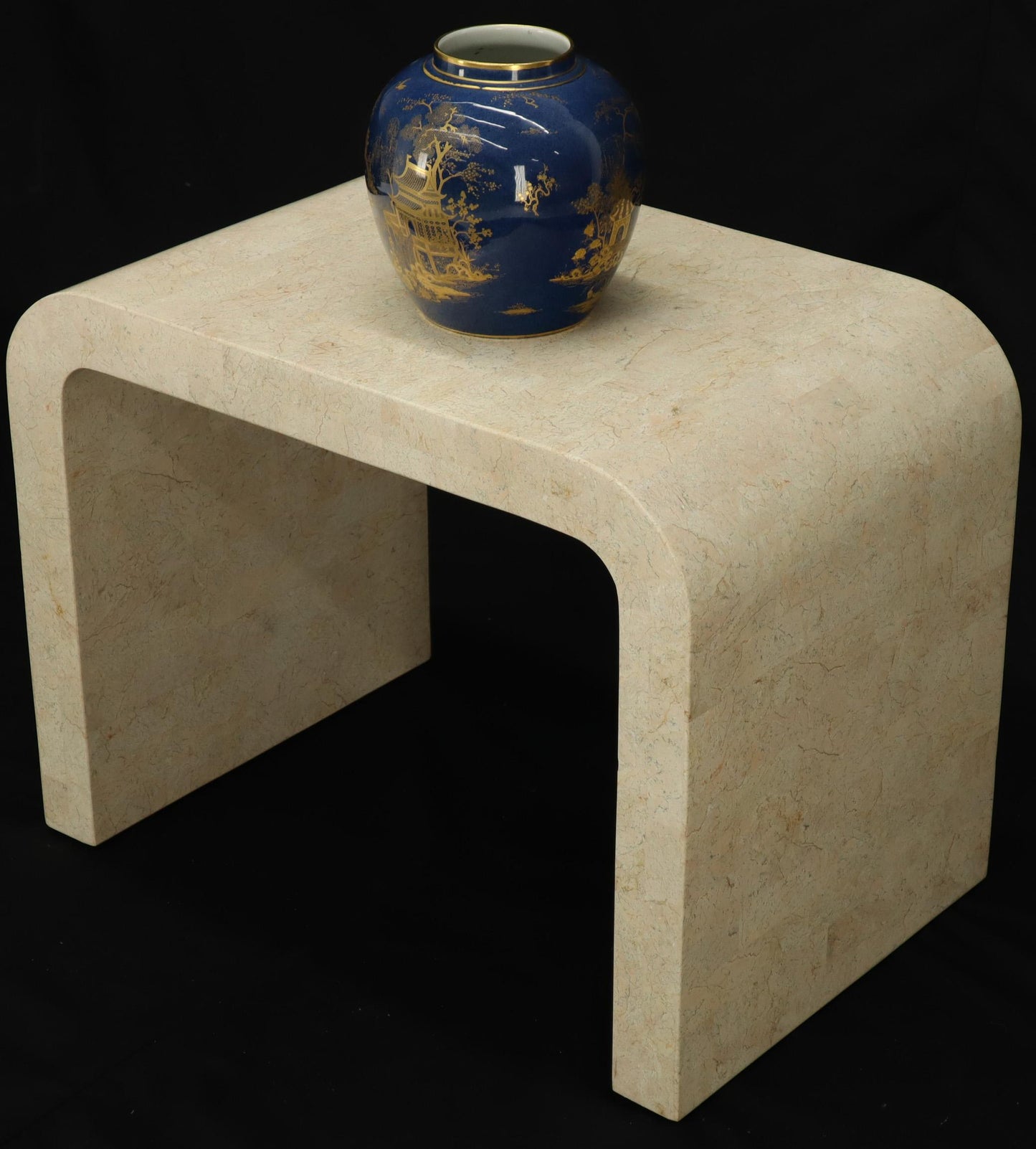 Tessellated Stone Veneer C Shape Side Coffee End Table