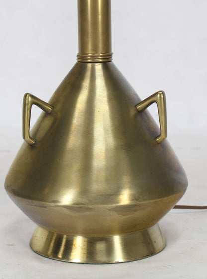 Pair of Brass Finish Metal Jug Shape Mid-Century Modern Table Lamps