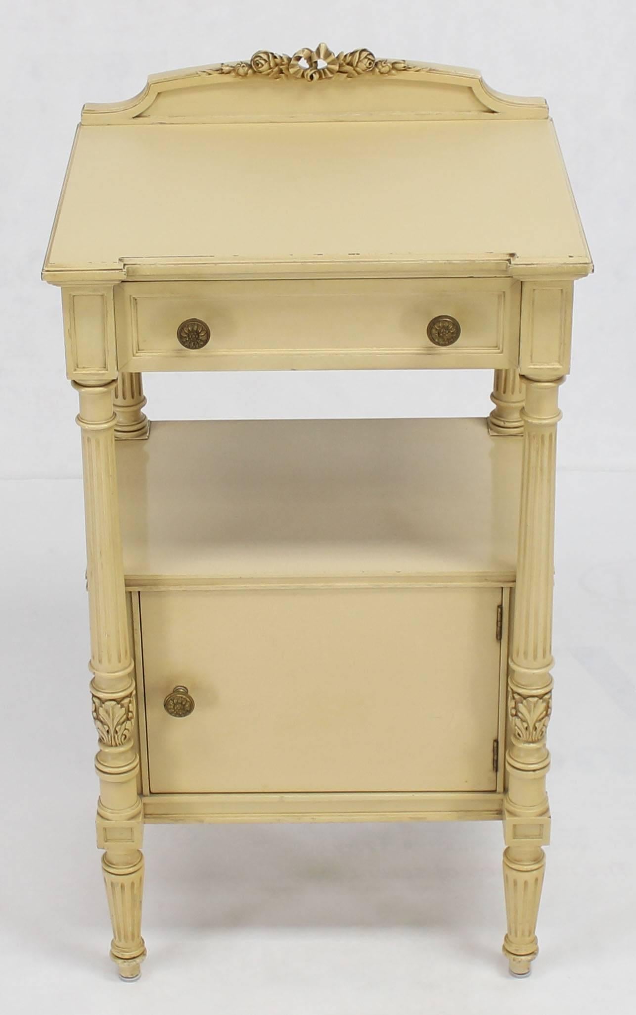 Flint Horner Carved Painted White Stand One Door One Draw Cabinet Stand