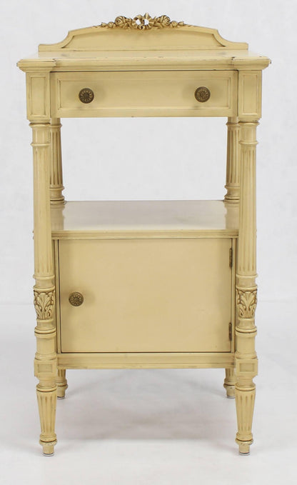 Flint Horner Carved Painted White Stand One Door One Draw Cabinet Stand