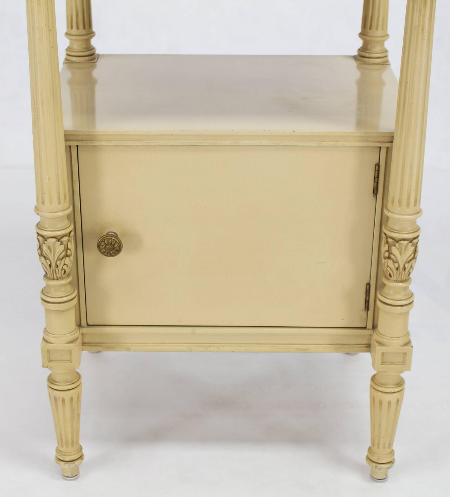 Flint Horner Carved Painted White Stand One Door One Draw Cabinet Stand