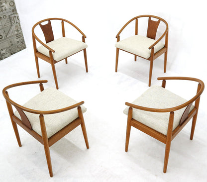 Set of 4 Barrel Back Bent Wood Dining Lounge Chairs New Upholstery