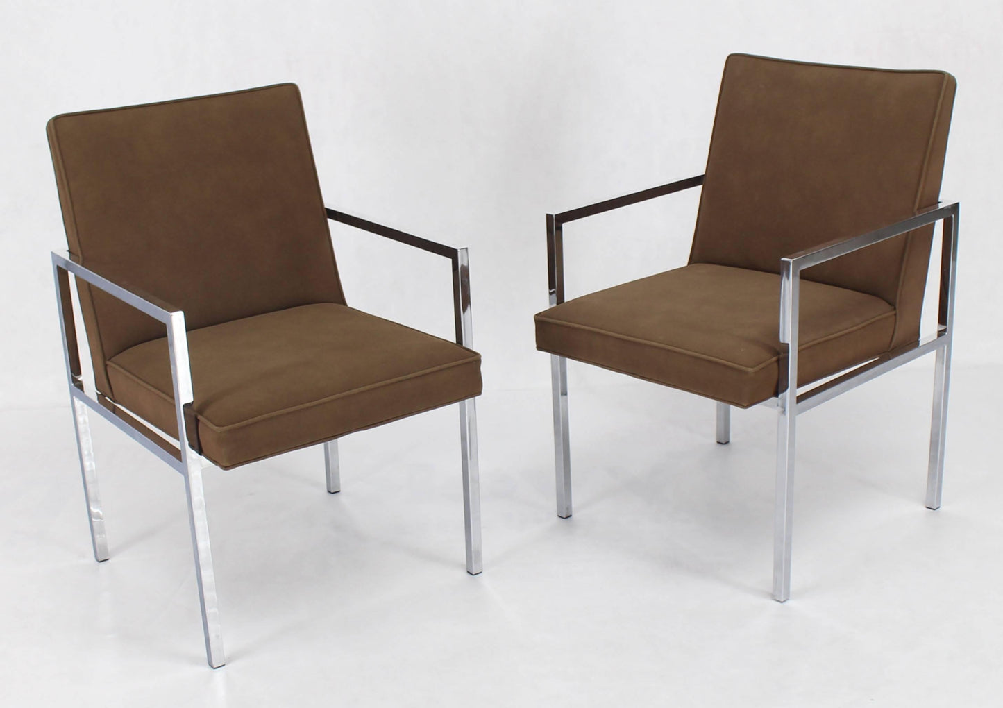 Set of Six Chrome Mid-Century Modern Dining Chairs with Arm Milo Baughman Style