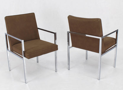 Set of Six Chrome Mid-Century Modern Dining Chairs with Arm Milo Baughman Style