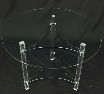 Round Glass Top Lucite Base Gueridon Center Cafe Dining Table