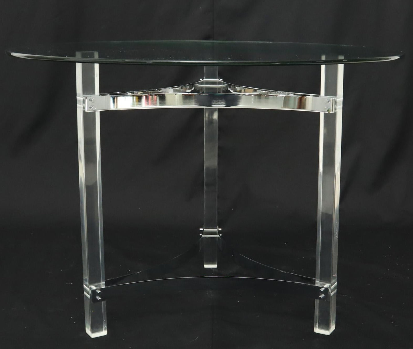 Round Glass Top Lucite Base Gueridon Center Cafe Dining Table