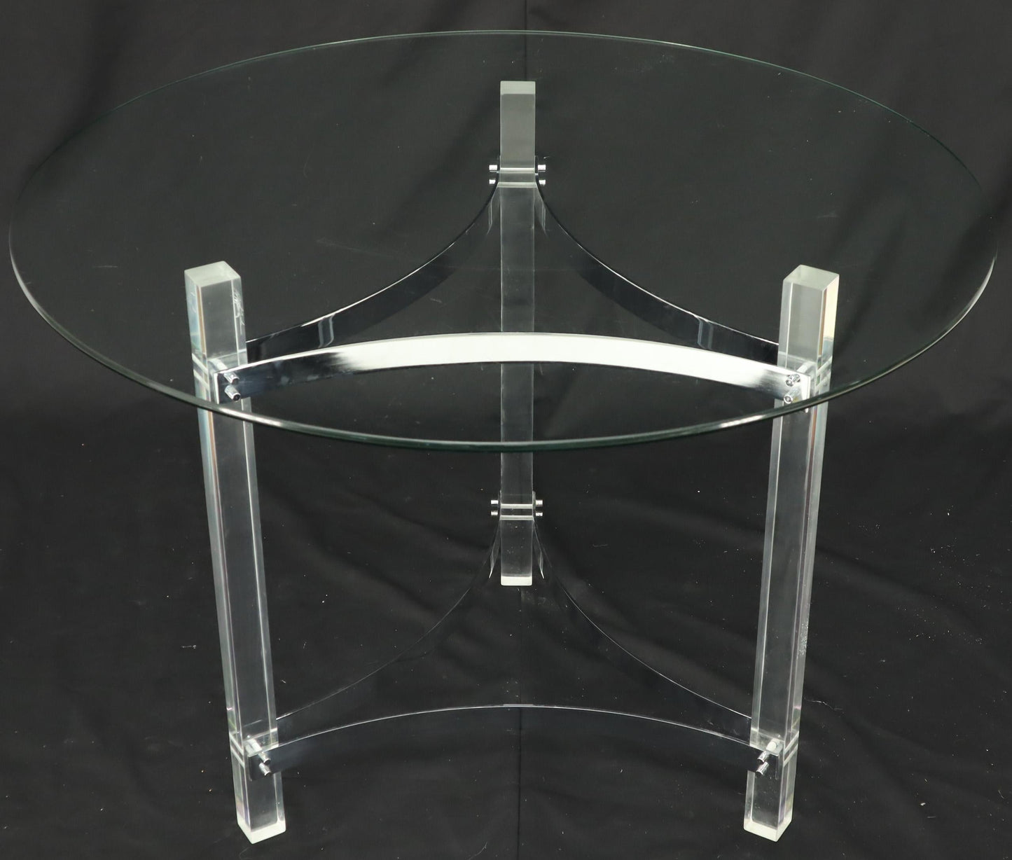 Round Glass Top Lucite Base Gueridon Center Cafe Dining Table