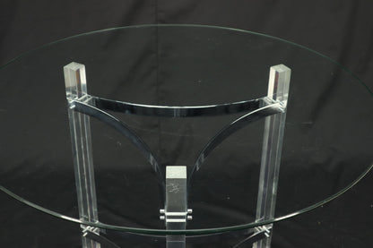 Round Glass Top Lucite Base Gueridon Center Cafe Dining Table