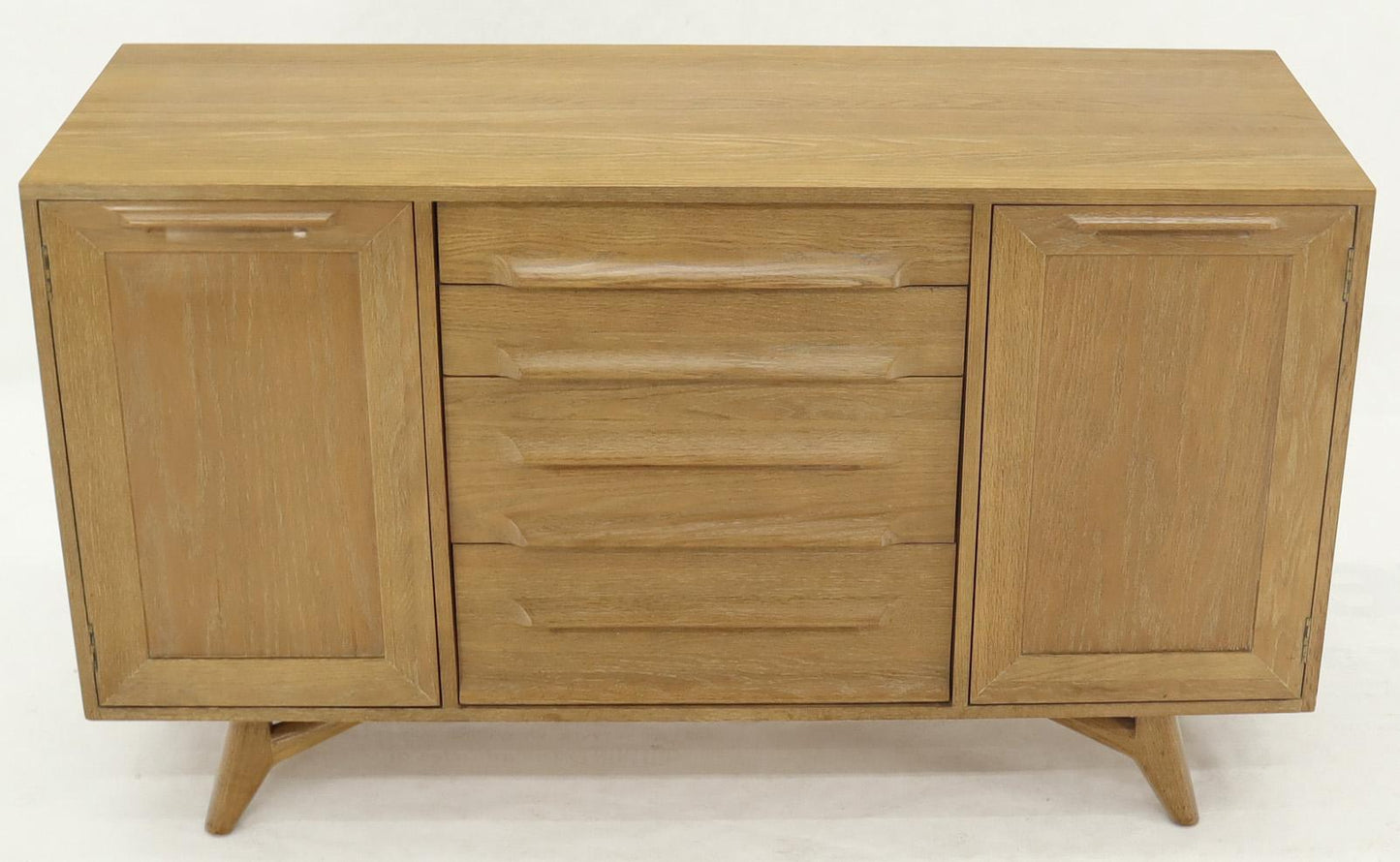 Two Door 4 Drawer Limed Cerused Solid Oak Board Cabinet Credenza Dresser