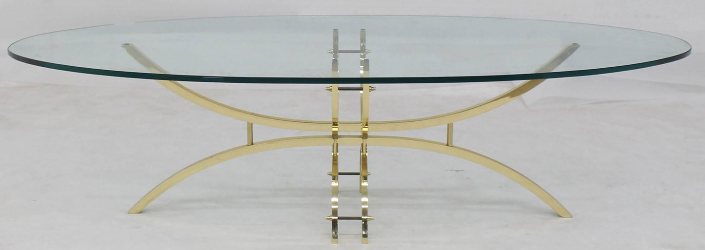 Oval Brass & Glass Coffee Table