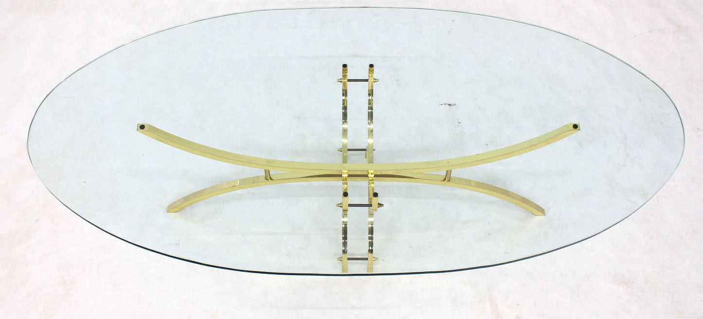 Oval Brass & Glass Coffee Table