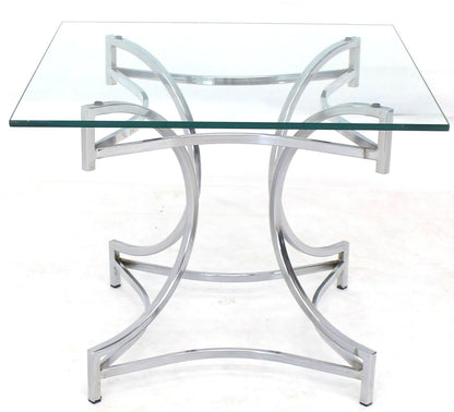 Square Glass Top Figural Chrome Base Side Centre Table