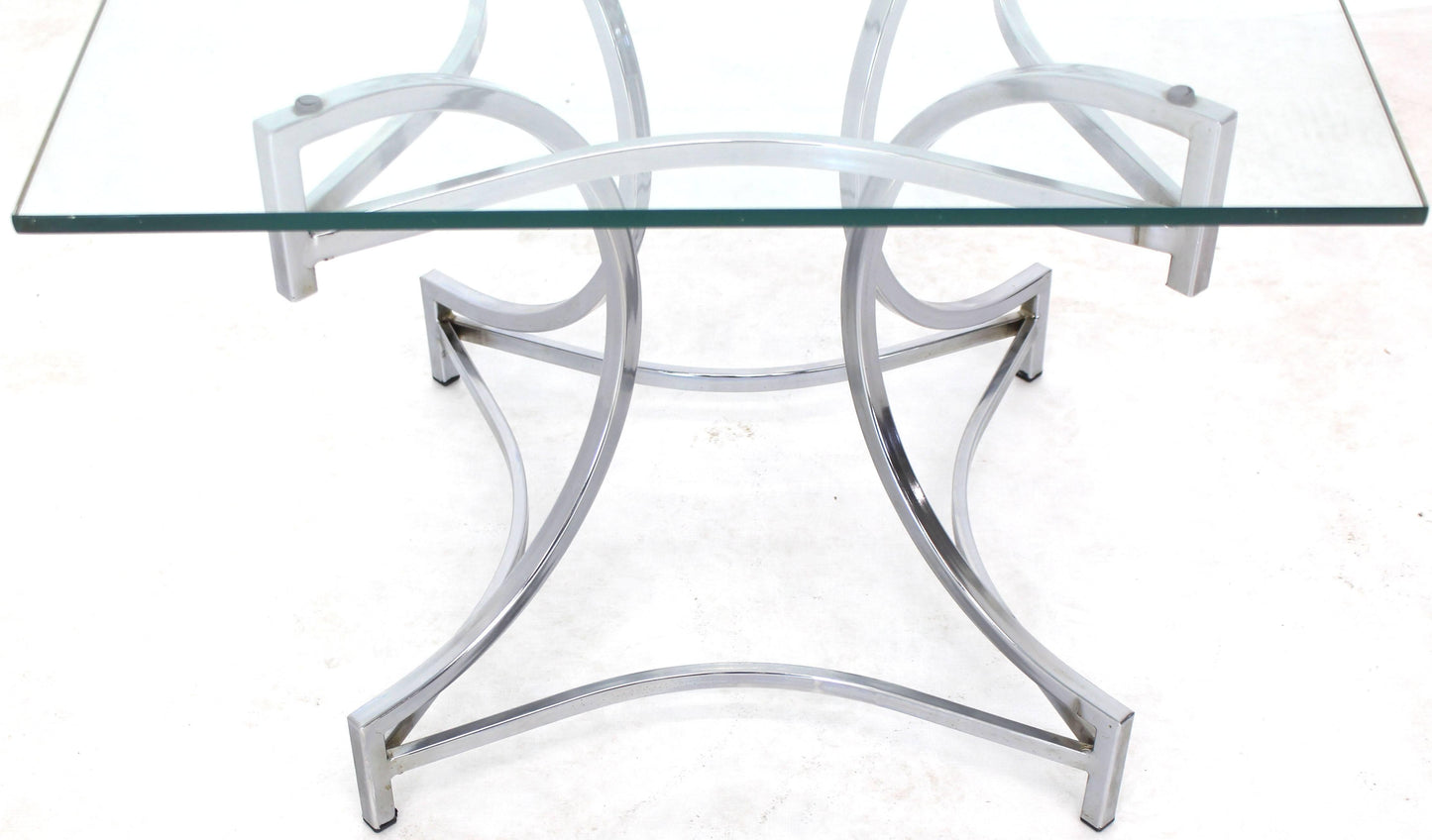 Square Glass Top Figural Chrome Base Side Centre Table